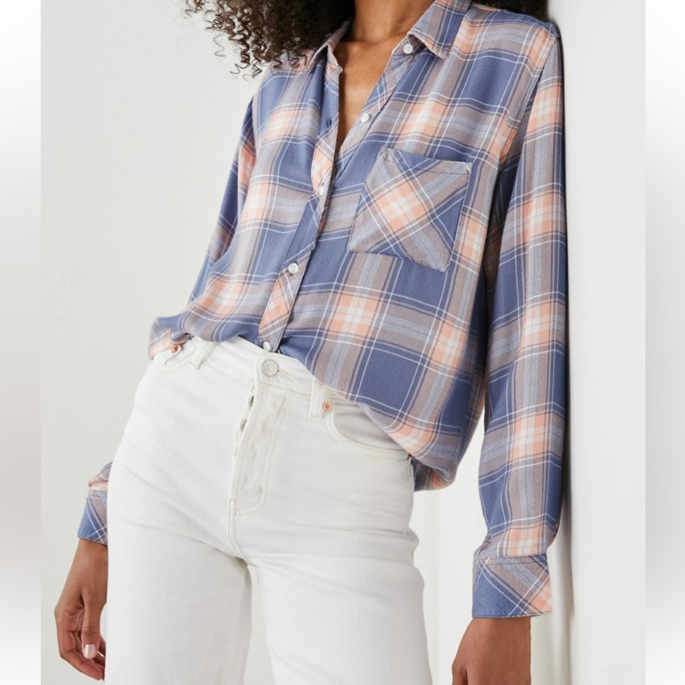 Rails Hunter Shirt, long-sleeve plaid button-down, Steel Peach, XL, NWOT